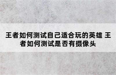 王者如何测试自己适合玩的英雄 王者如何测试是否有摄像头